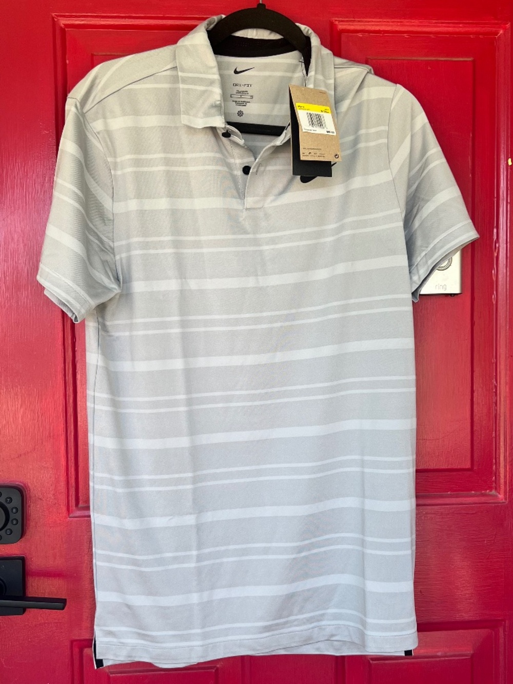 Nike Golf Men's Small Tall Polo Grey Striped New Sports Breathable Dri - Fit
